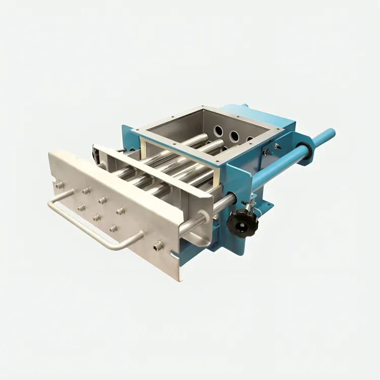 Heavy-duty magnetic drawer separator manufactured by IP Magnate for dry material purification.