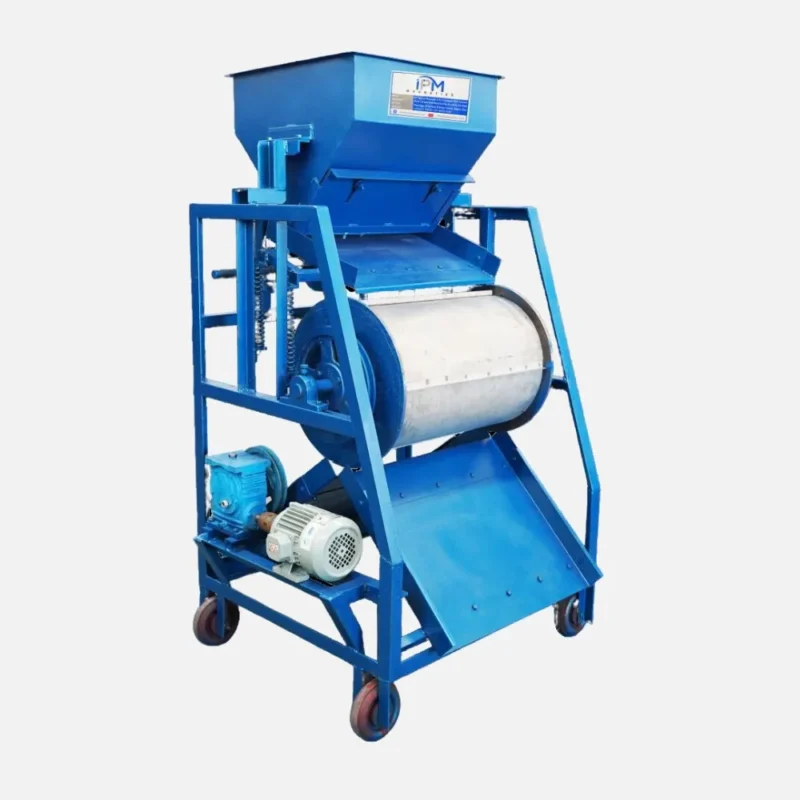 Heavy-duty magnetic drum separator manufactured by IP Magnate for continuous high-volume metal extraction.